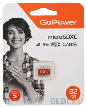 Карта памяти microSD (TransFlash) 32 ГбGb GoPower 00-00025680