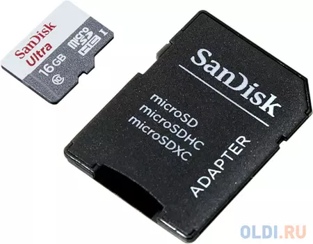Карта памяти MicroSDHC 16GB SanDisk Ultra UHS-I + SD Adapter (48Mb/s) (SDSQUNB-016G-GN3MA)