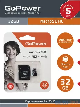 Карта памяти microSDHC 32 ГбGb GoPower 00-00025675
