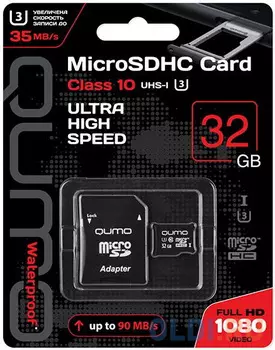 Карта памяти microSDHC 32Gb QUMO QM32GMICSDHC10U3