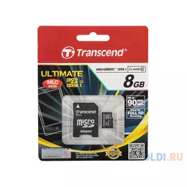 Карта памяти MicroSDHC 8GB Transcend Class10 UHS-I 600x (TS8GUSDHC10U1)
