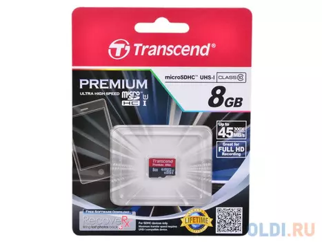 Карта памяти MicroSDHC 8GB Transcend Class10 UHS-I 300x no Adapter (TS8GUSDCU1)