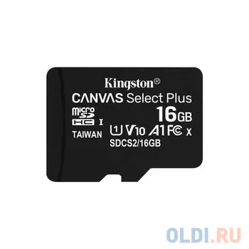 Карта памяти microSDHC 16Gb Kingston Class10 Canvas Select UHS-I (SDCS2/16GBSP)