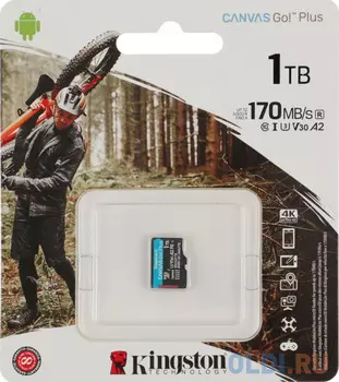 Карта памяти microSDXC 1000 ГбGb Kingston Canvas Go! Plus + SD адаптер