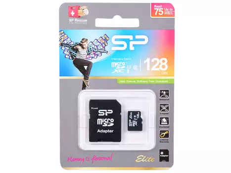 Карта памяти microSDXC 128Gb Class10 Silicon Power SP128GBSTXBU1V10SP + adapter