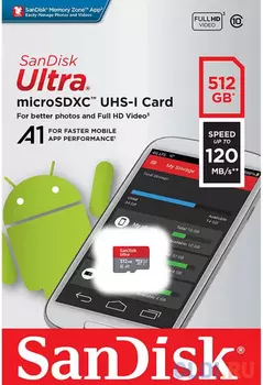 Карта памяти microSDXC 512Gb SanDisk SDSQUA4-512G-GN6MN