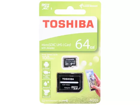 Карта памяти microSDXC 64Gb Class10 Toshiba THN-M203K0640EA M203 + adapter