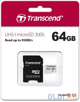 Карта памяти microSDXC 64Gb Class10 Transcend TS64GUSD300S w/o adapter