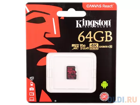 Карта памяти MicroSDXC 64GB Kingston Class10 Canvas React