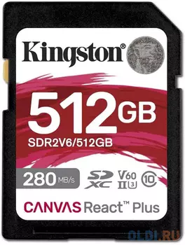 Карта памяти SD XC 512 ГбGb Kingston Canvas React Plus