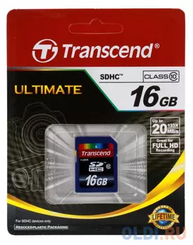 Карта памяти SDHC 16Gb Transcend Class10 (TS16GSDHC10)