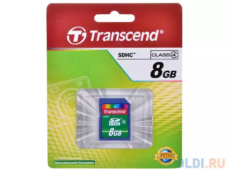 Карта памяти SDHC 8Gb Transcend Class4 (TS8GSDHC4)