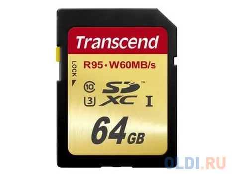 Карта памяти SDXC 64GB Class 10 Transcend TS64GSDU3