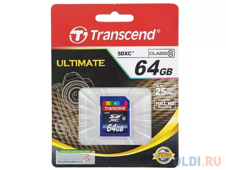 Карта памяти SDXC 64Gb Transcend Class10 (TS64GSDXC10)