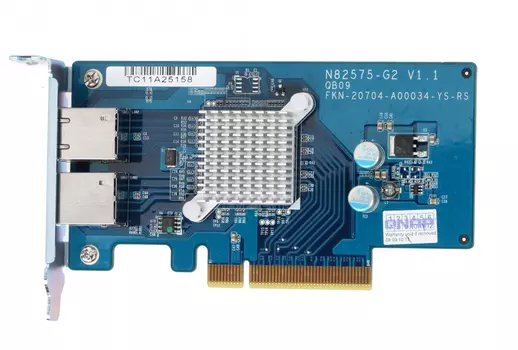 Карта расширения QNAP LAN-1G2T-U с двумя портами Gigabit Ethernet для TS-EC879U-RP, TS-EC1279U-RP, TS-879U-RP и TS-1279U-RP