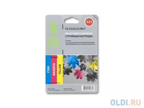 Картридж Cactus CS-CLI521C/M/Y для Canon Pixma MP540 MP550 MP620 MP630 цветной