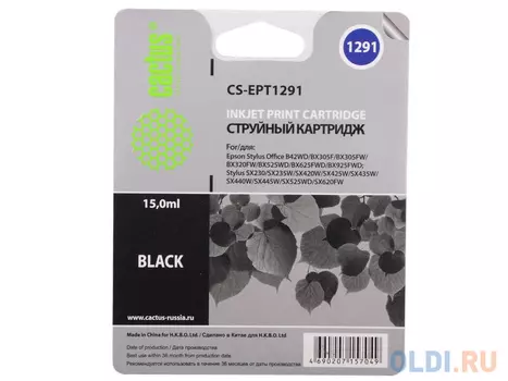 Картридж Cactus CS-EPT1291 для Epson Stylus Office B42/BX305/BX305F/BX320 15мл черный