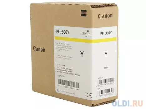 Картридж Canon PFI-306 Y для iPF8300S 8400 9400S 9400 желтый