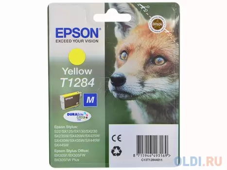 Картридж Epson C13T12844011 (T1284) 270стр Желтый