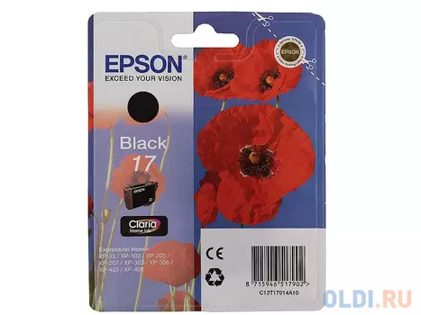 Картридж Epson T1701 (C13T17014A10) 130стр Черный