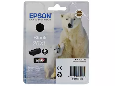 Картридж Epson T262140 (26 XL) черный (black) 500 стр для Epson Expression Premium XP-600/605/700/710/800/820