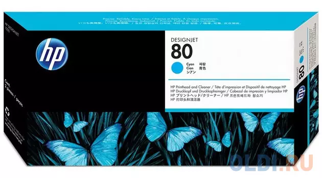 Картридж HP C4821A 80 + очиститель для Designjet 1050c/c plus/1055 голубой
