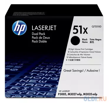Картридж HP Q7551XD №51Х для LaserJet P3005 M3035MFP M3027MFP 13000 страниц двойная упаковка