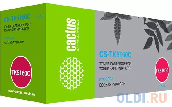 Картридж лазерный Cactus CS-TK5160C голубой (12000стр.) для Kyocera Ecosys P7040cdn