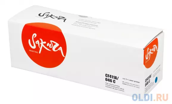 Картридж Sakura CF411A/046C для HP, Canon LJ M452nw/M452dn/M477fnw/M477fdw/M477fdn/M377dw/iSENSYSLBP653Cdw/LBP654Cx/MF732Cdw/MF734Cdw/MF735Cx, голубой