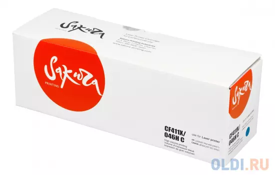 Картридж Sakura CF411X/046HC для HP, Canon LJ M452nw/M452dn/M477fnw/M477fdw/M477fdn/M377dw/iSENSYSLBP653Cdw/LBP654Cx/MF732Cdw/MF734Cdw/MF735Cx, голубо