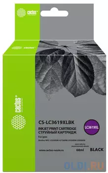 Картридж струйный Cactus CS-LC3619XLBK черный (68мл) для Brother MFC-J2330DW/J2730DW/J3530DW/J3930DW