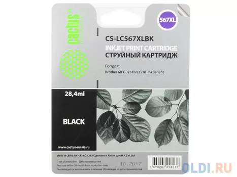 Картридж струйный Cactus CS-LC567XLBK черный для Brother MFC-J2510
