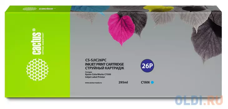 Картридж струйный Cactus CS-SJIC26PC голубой (295мл) для Epson ColorWorks TM-C7500