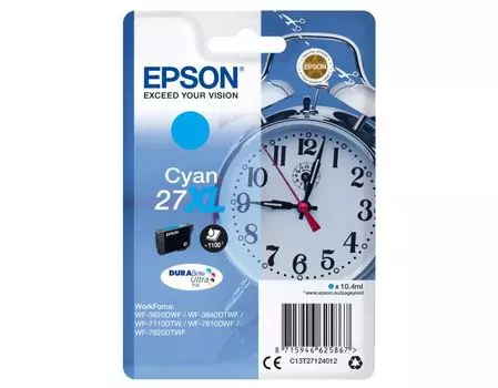 Картридж струйный Epson C13T27124022 голубой (cyan) 1100 стр для Epson WorkForce WF-7110/7210/7610/7620/7710/7720