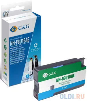 Картридж струйный G&amp;G NH-F6U16AE F6U16AE голубой (26мл) для HP OJ Pro 7740/8210/8218/8710/8715