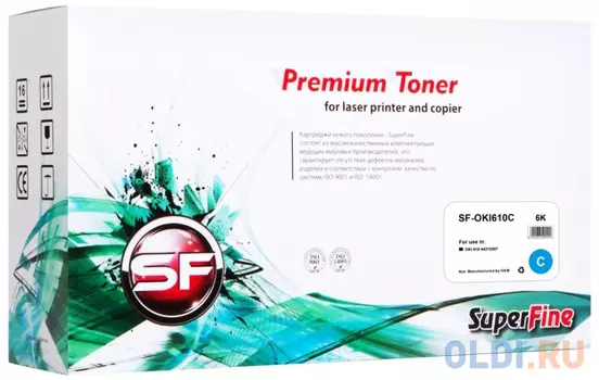 Картридж SuperFine SF-OKI610C для OKI C610 6000стр Голубой