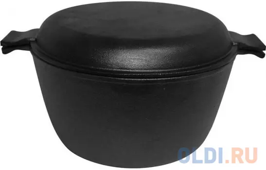 КАСТРЮЛЯ ЧУГУННАЯ CC-20/30 С КРЫШКОЙ-СКОВОРОДОЙ D=20 СМ, 3 Л (1/4) "MALLONY"