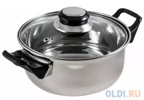 КАСТРЮЛЯ НЕРЖАВ. BAK-03 2,8 Л СТЕКЛ. КРЫШКА (1/8) "MALLONY"