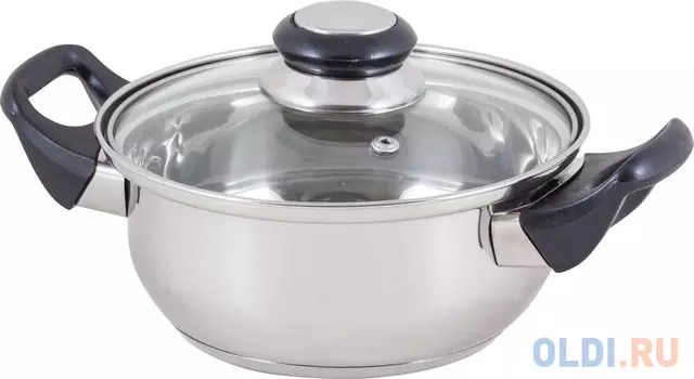 КАСТРЮЛЯ НЕРЖАВ. BAK-S-03 2,8 Л СТЕКЛ. КРЫШКА (1/8) РУЧКИ БАКЕЛИТ, ОДИНАРНОЕ ДНО