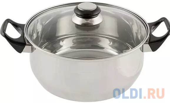 КАСТРЮЛЯ НЕРЖАВ. BAK-S-04 3,9 Л СТЕКЛ. КРЫШКА (1/8) РУЧКИ БАКЕЛИТ, ОДИНАРНОЕ ДНО