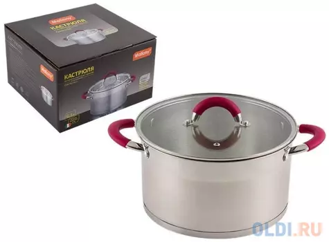 КАСТРЮЛЯ НЕРЖАВ. "FANTASTICO" 6,1 Л СТЕКЛ. КРЫШКА, 24*13,5 СМ (1/6) "MALLONY"