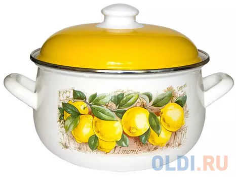 Кастрюля INTEROS "Лимоны" 22 см 5.1 л эмалированная сталь 15842
