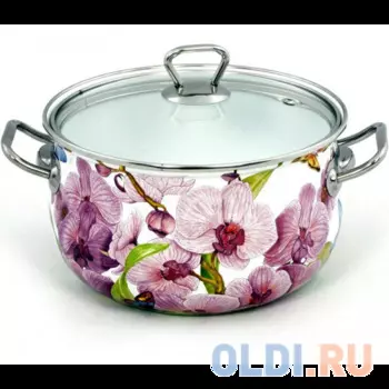 Кастрюля INTEROS Орхидея 15116 16 см 2.1 л углеродистая сталь