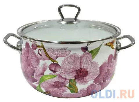 Кастрюля INTEROS "Орхидея" 24 см 5.7 л эмалированная сталь 15116