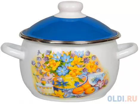 Кастрюля СТАЛЬЭМАЛЬ Летний вечер 18 см 3 л эмалированная сталь 6RH181M