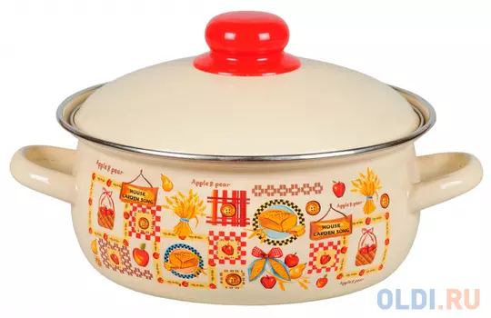 Кастрюля СТАЛЬЭМАЛЬ Садовая песня 20 см 4 л эмалированная сталь 1RC201M