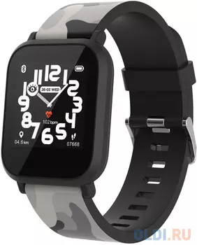 kids smart watch, 1.3 inches IPS full touch screen, black plastic body, IP68 waterproof, BT5.0, multi-sport mode, built-in kids game, compatibility with iOS and android, 155mAh battery, Host: D42x W36x T9.9mm, Strap: 240x22mm, 33g