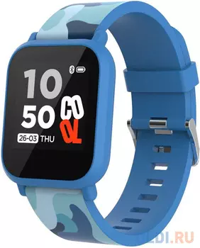 kids smart watch, 1.3 inches IPS full touch screen, blue plastic body, IP68 waterproof, BT5.0, multi-sport mode, built-in kids game, compatibility wit