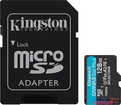 Kingston 128GB microSDXC Canvas Go Plus 170R A2 U3 V30 Card + ADP EAN: 740617301182