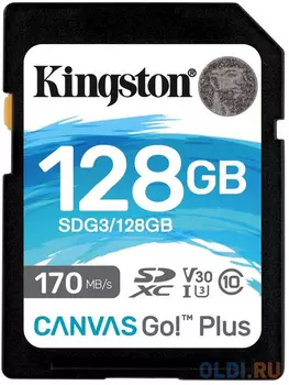 Kingston 128GB SDXC Canvas Go Plus 170R C10 UHS-I U3 V30 EAN: 740617301458